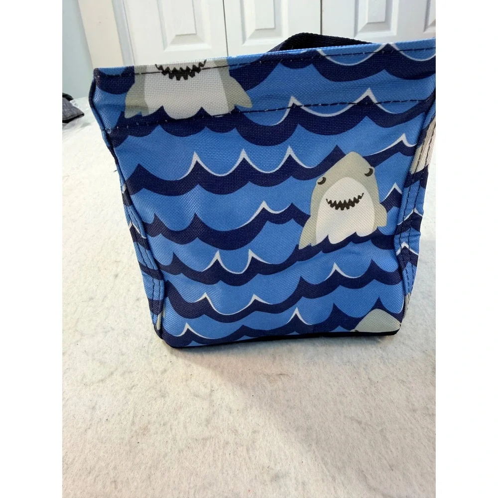 Thirty-One Littles Carry-All Caddy Blue Shark Wave Print Mini Tote Organizer